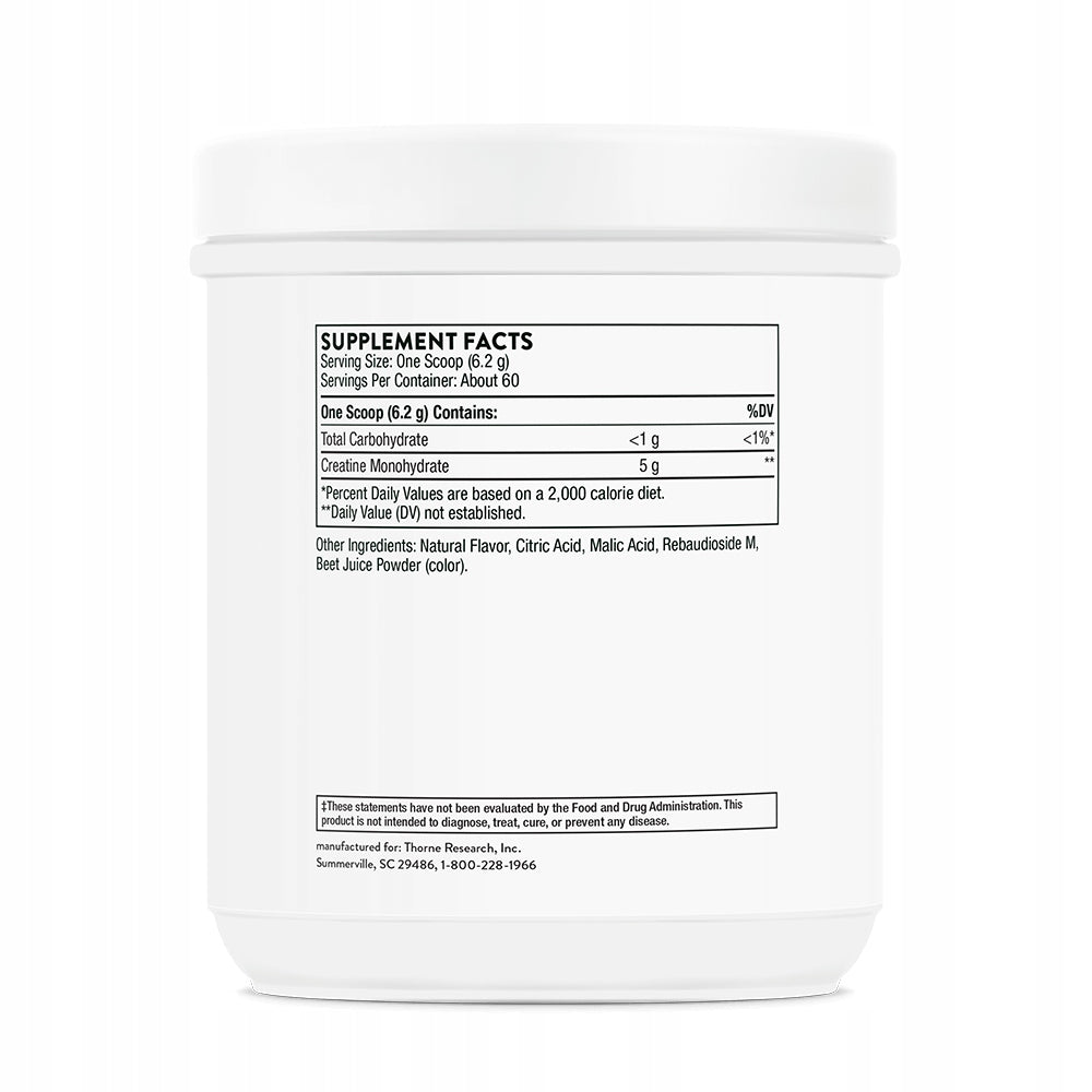 Thorne Creatine – Monohydrate, strawberry flavour, 372 g Expiration date at least six months from the date of purchase