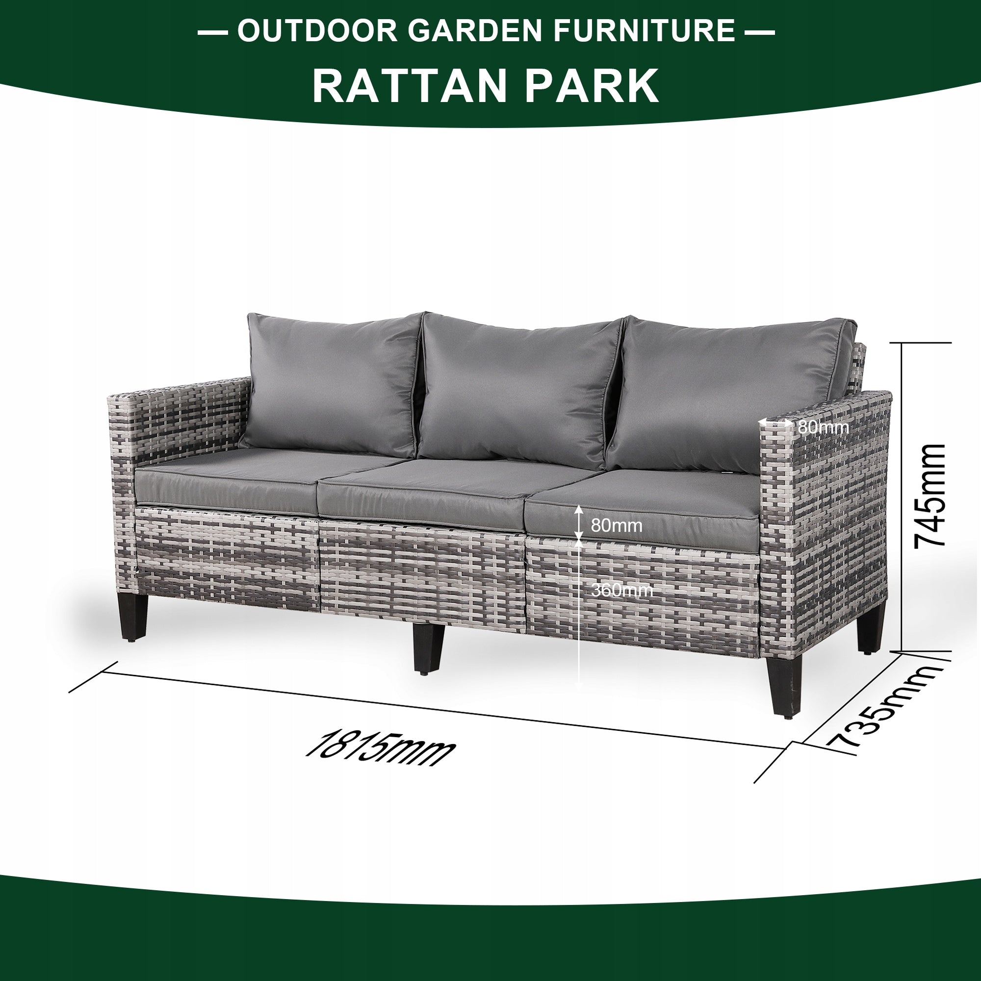 Three Seater Grey Rattan Sofa EAN (GTIN) 5903829641087