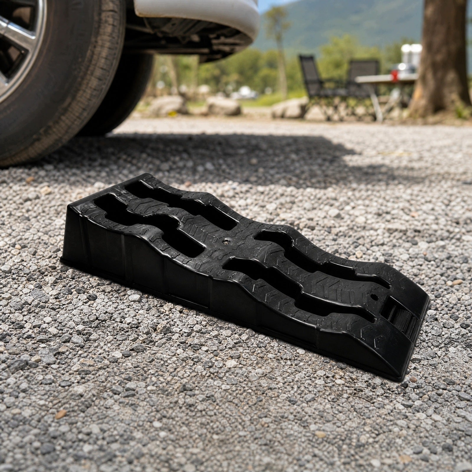Three-Step Parking Ramp Wedge Heavy-Duty for Driveway, Campsite Leveling Product weight with unit packaging 2.5 kg