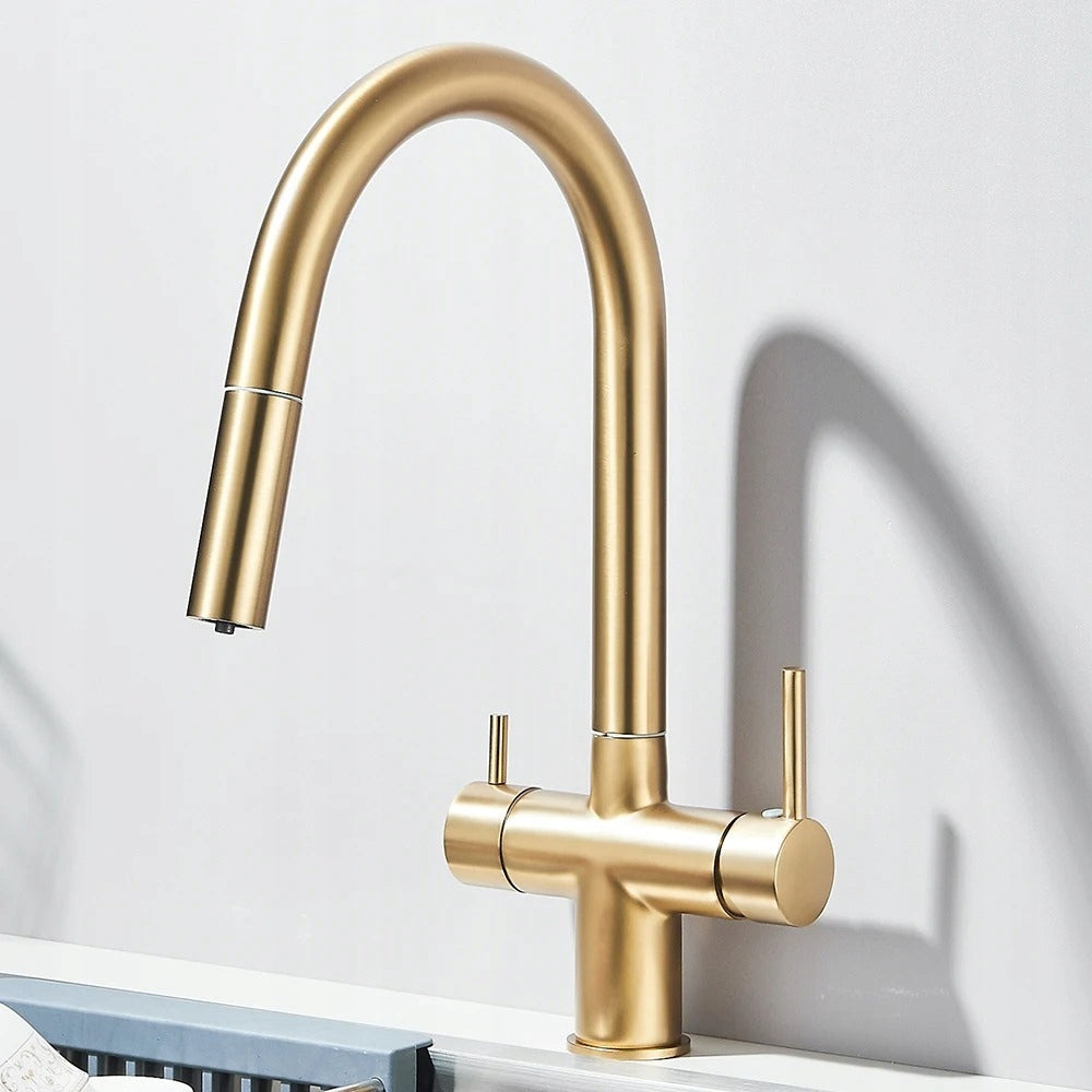 Three-Way Kitchen Faucet for Gold Mat WW Filter Packaging status original