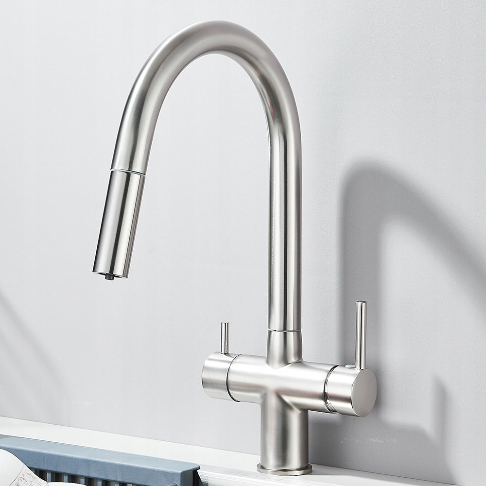 Three-Way Kitchen Faucet for INOX Filter Steel IX DiVa Steel Spout Packaging status original
