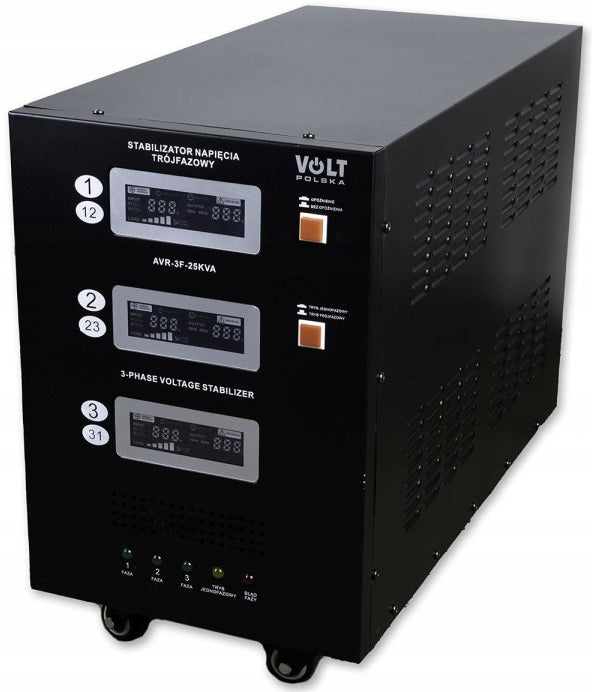Three-phase voltage stabilizer AVR PRO 25000VA 3% SERVO Brand Volt Polska