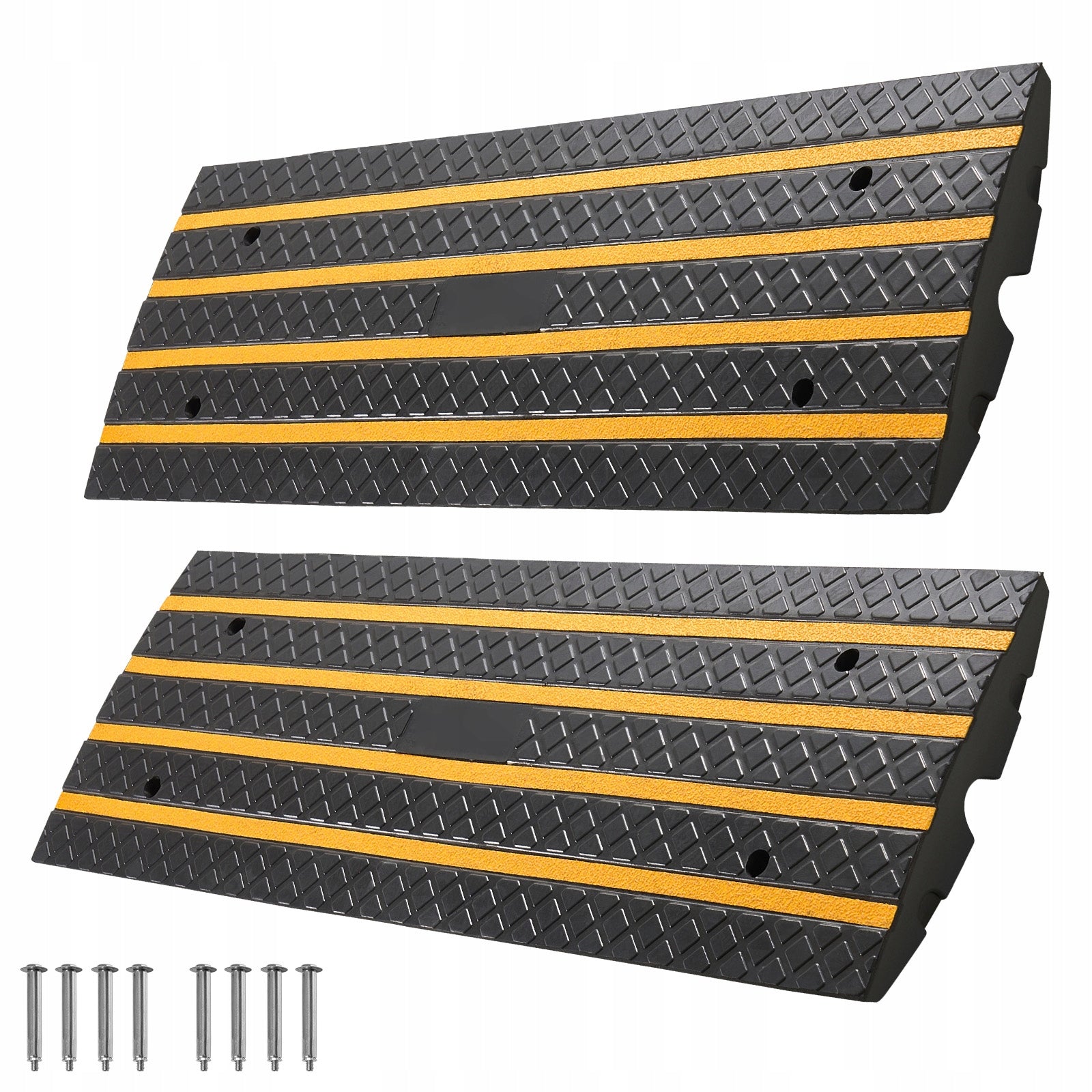 Threshold Ramp 2Pcs Curb Ramp With Yellow Reflective Straps