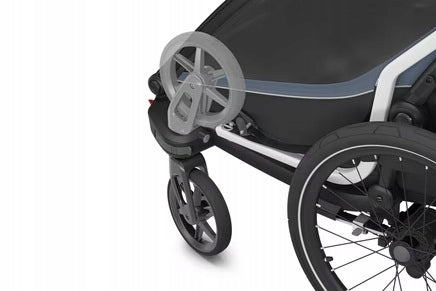 Thule Chariot Cab Double Bike Trailer Dark Slate Additional features shock absorption safety flag rain cover brake pockets stroller front wheel included axle-mounted mosquito net hi-vis reflectors sun visors lighting 5-point harness pumped wheels cargo space adjustable backrest adjustable handles foldable trailer design waterproof bicycle trailer hook walking set covered