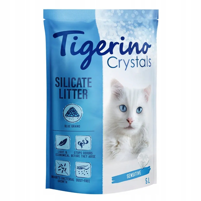 Tigerino Crystals BLUE Sensitive, Unscented Blue Cat Litter, 5L