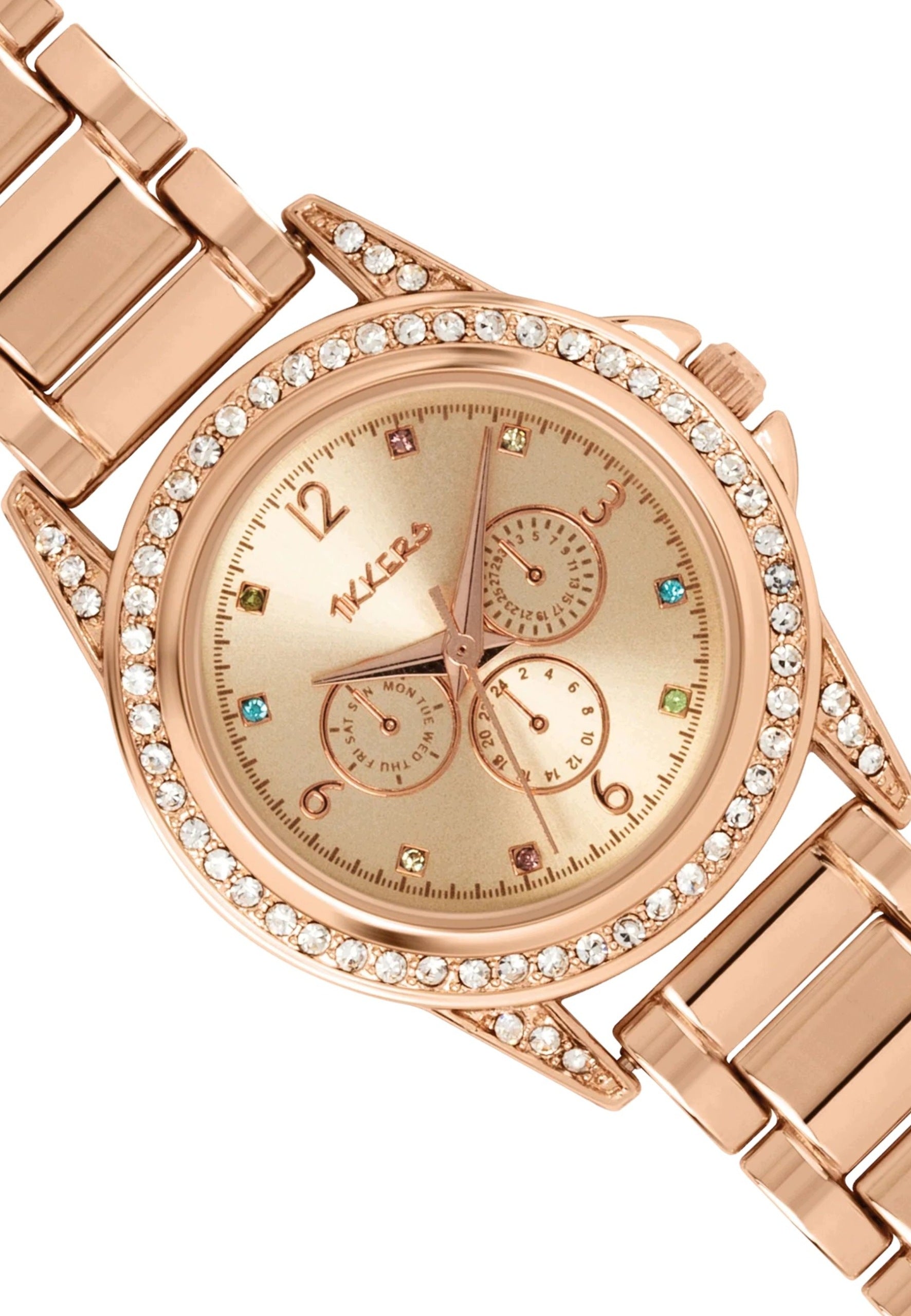 Tikkers Children's Watch Rosé Gold Bracelet Metal Rainbow Stones S Packaging status original