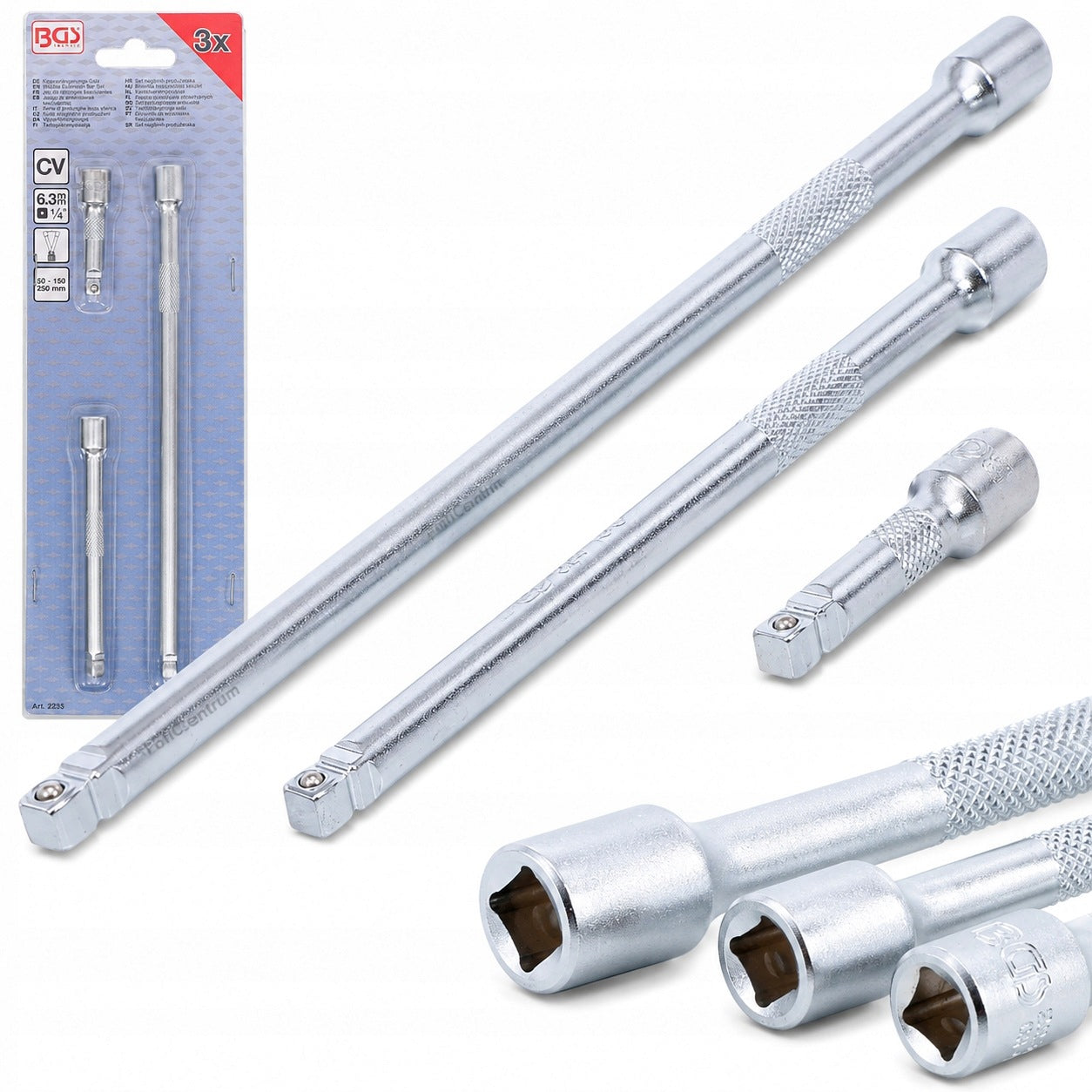 Tilt extensions wobble 1/4" 50 150 250 mm long knurled BGS