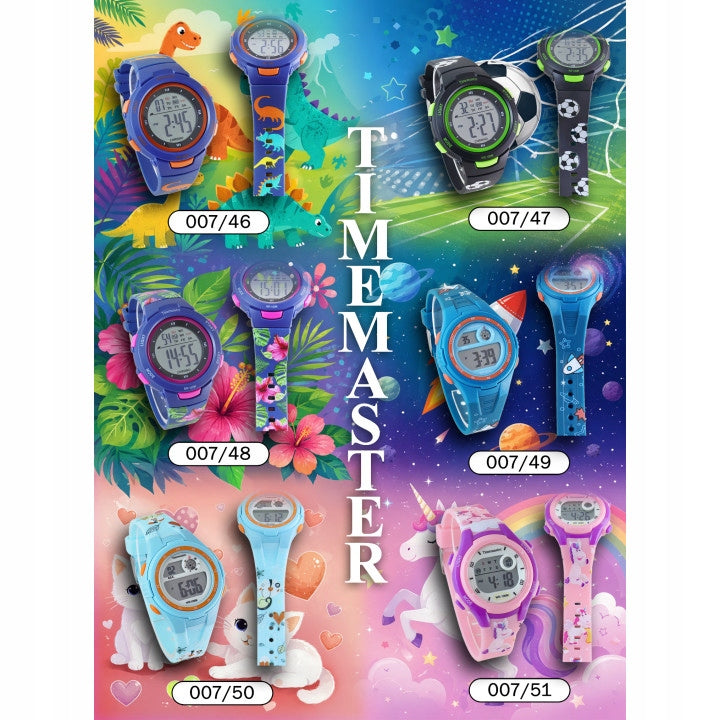 Timemaster LCD children's watch with dinosaurs, navy blue 007/46 Brand Timemaster
