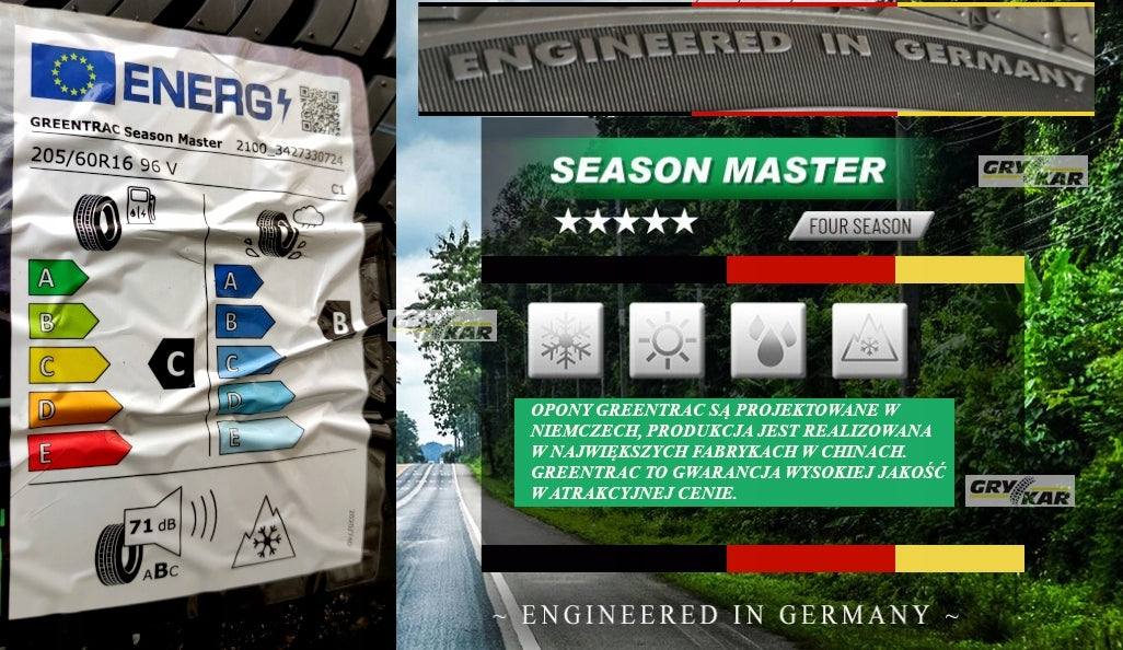 Tires 205/60R16 Greentrac Season Master C/B/71dB 25 weeks 3-year warranty 215zł/piece Season all-season