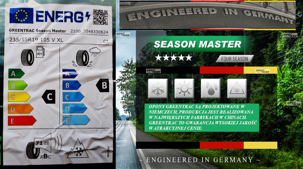Tires 235/55R19 Greentrac Season Master 26r C/B/71dB 3-year warranty PLN 320/piece Season all-season