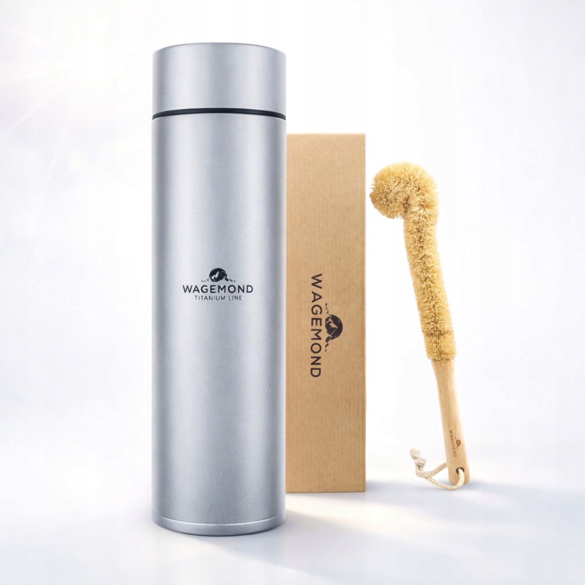 Titanium thermos WAGEMOND 450 ml, ultra-light, double layer, brush