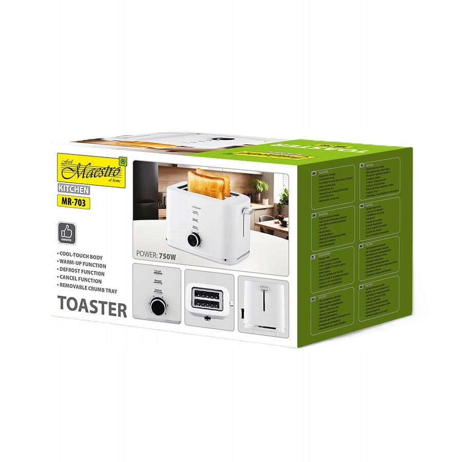 Toaster 750W | Maestro MR-703 Dominant color white