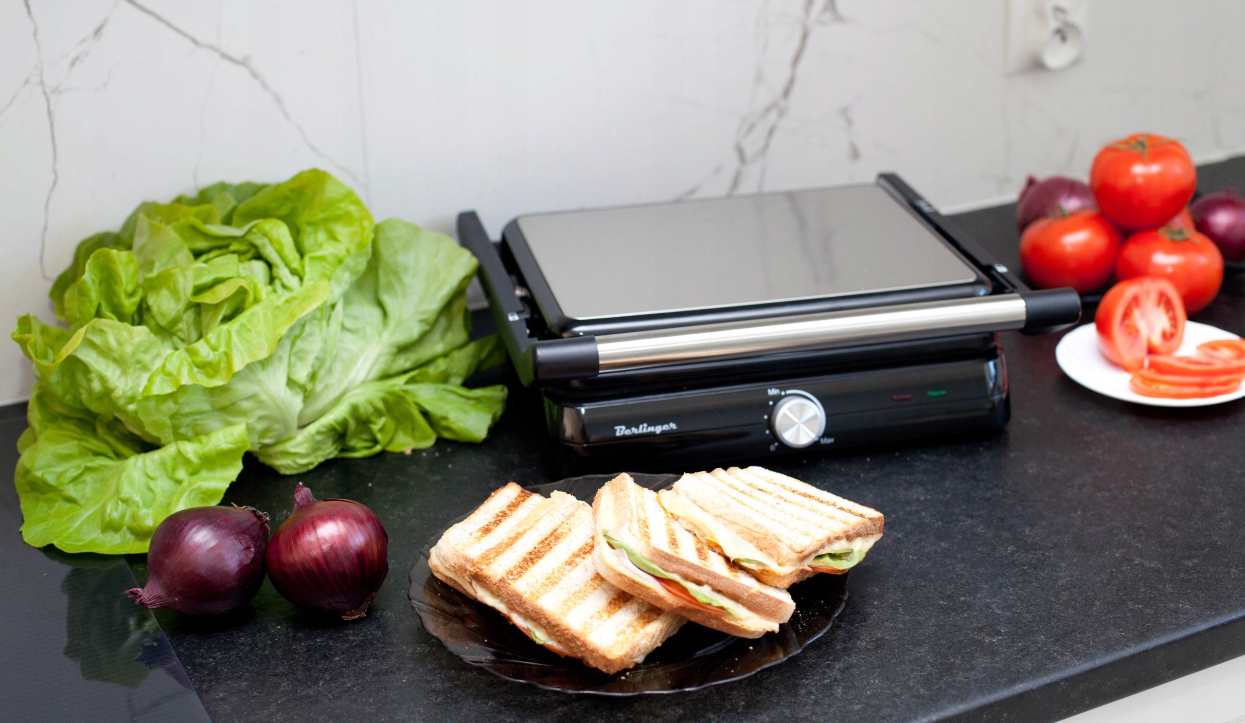Toaster BERLINGER electric grill| panini toaster | folding 180° 2400W Brand Berlinger