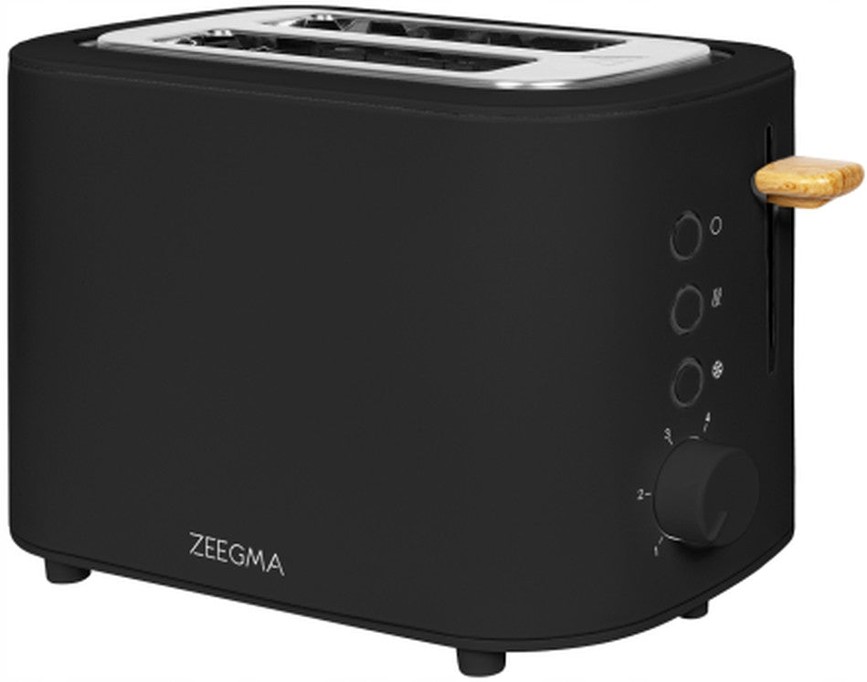 Toaster Zeegma Wood Black 820W 6 Degree Toasting 2 Toast crumb tray