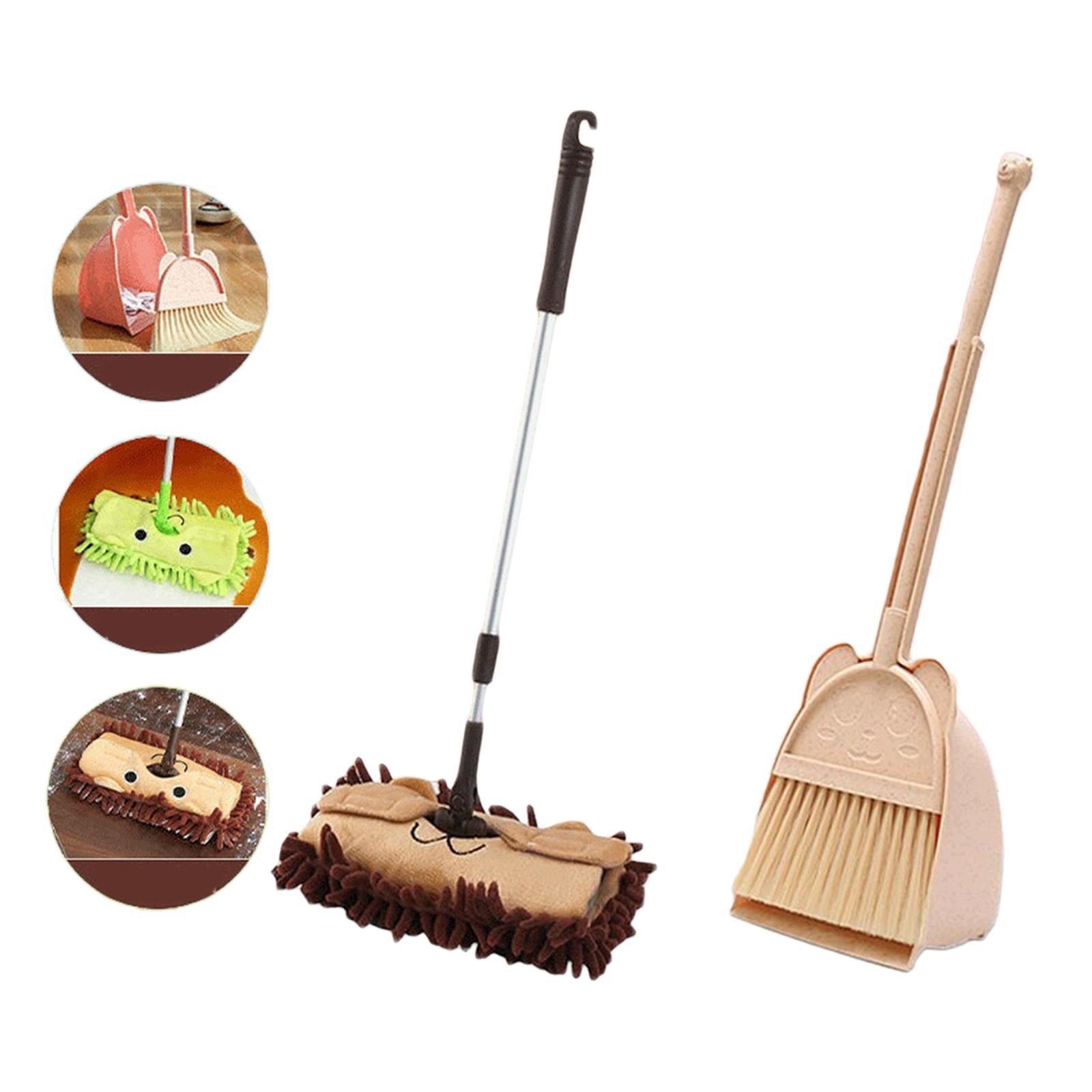 Toddlers Broom Playhouse Cleaning Set Mini Household Broom And Beige