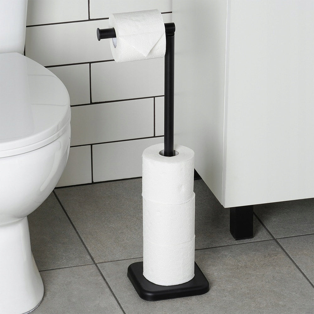 Toilet PAPER Rack Hanger Bathroom Floor Holder Black Packaging status original
