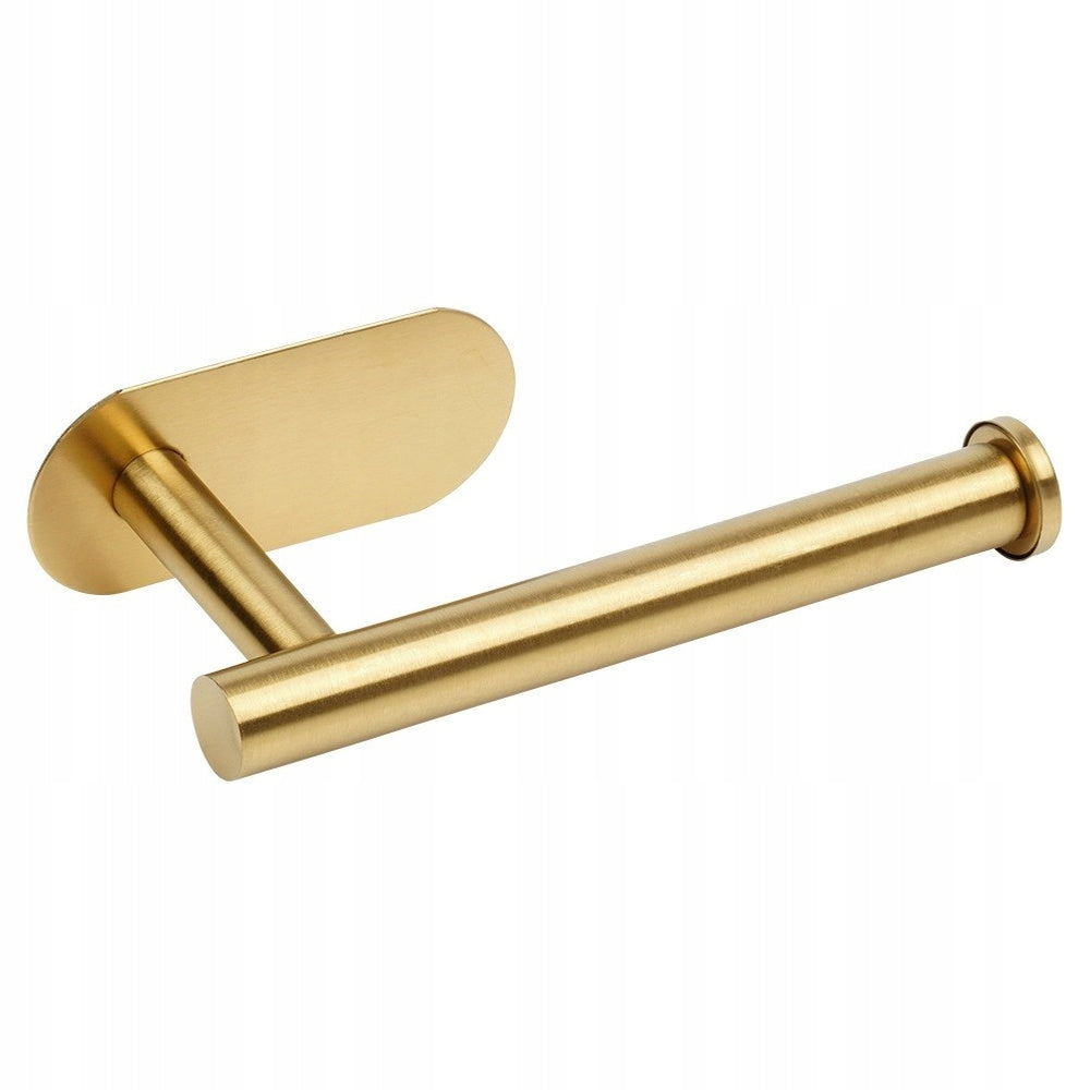 Toilet Paper Hanger Wall Mounted Self Adhesive Steel Holder Gold