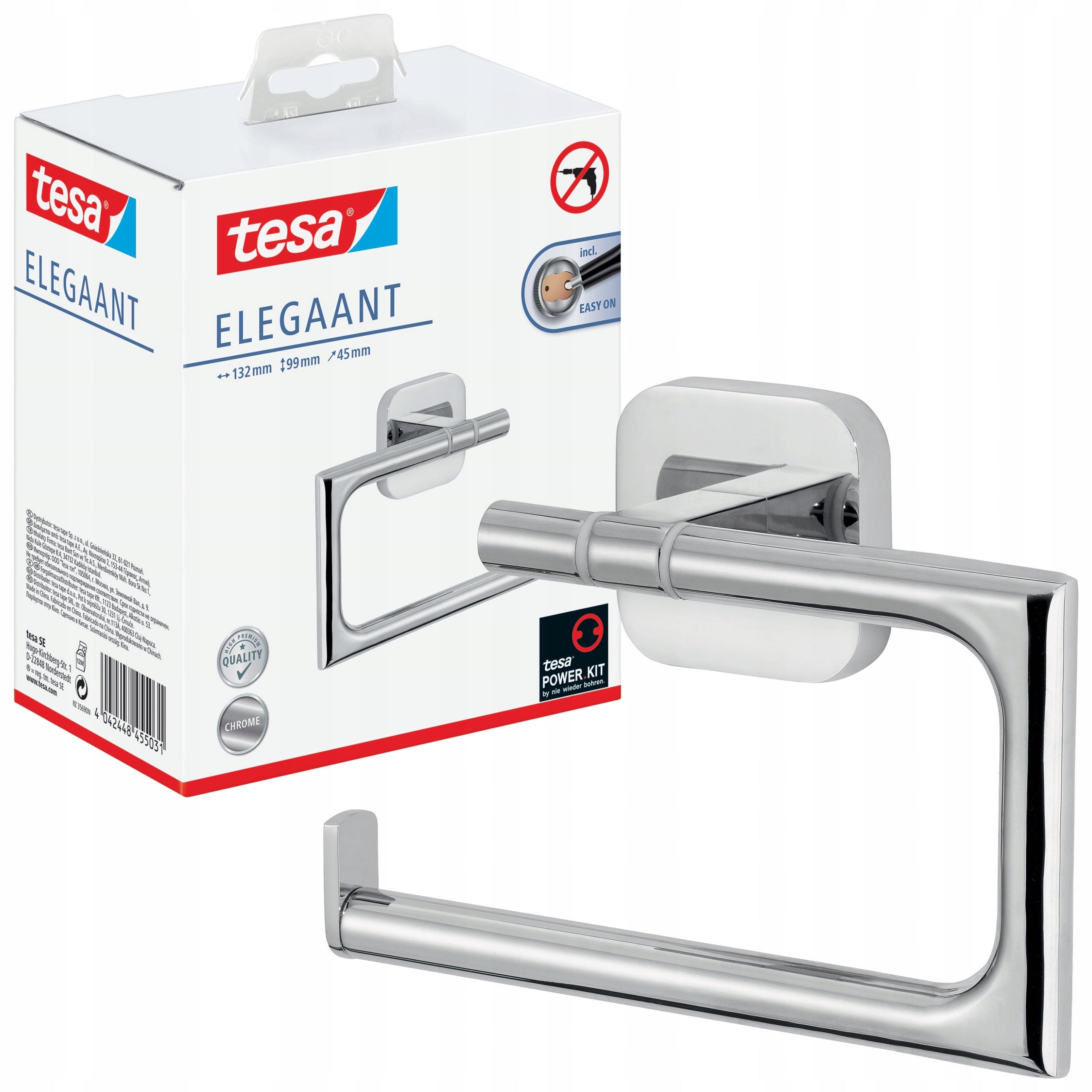 Toilet Paper Holder Self Adhesive Hanging Tesa ELEGAANT Metal