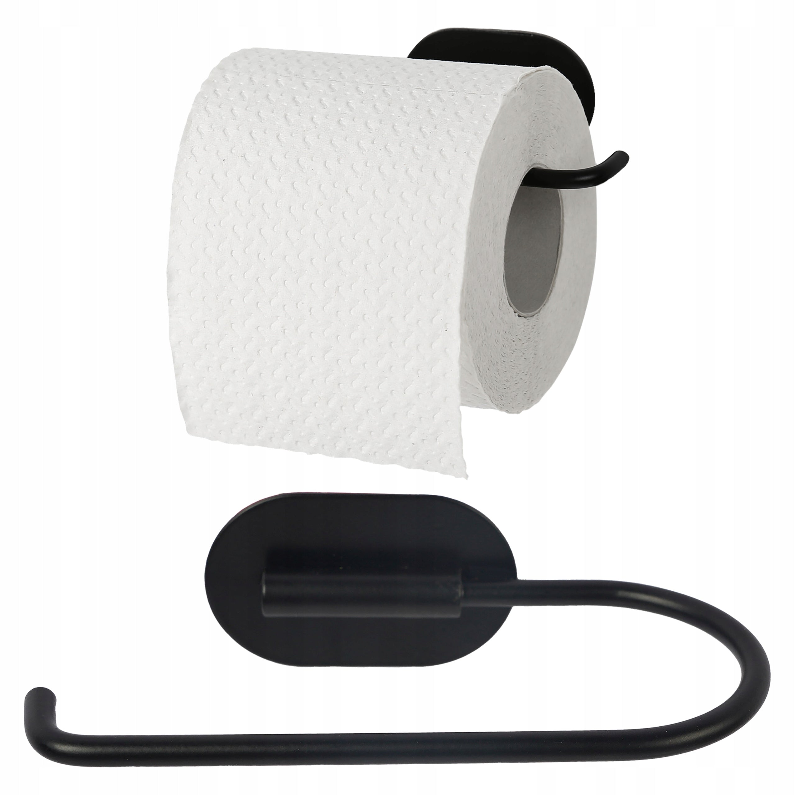 Toilet Paper Holder Self Adhesive Steel Hanger BLACK LOFT