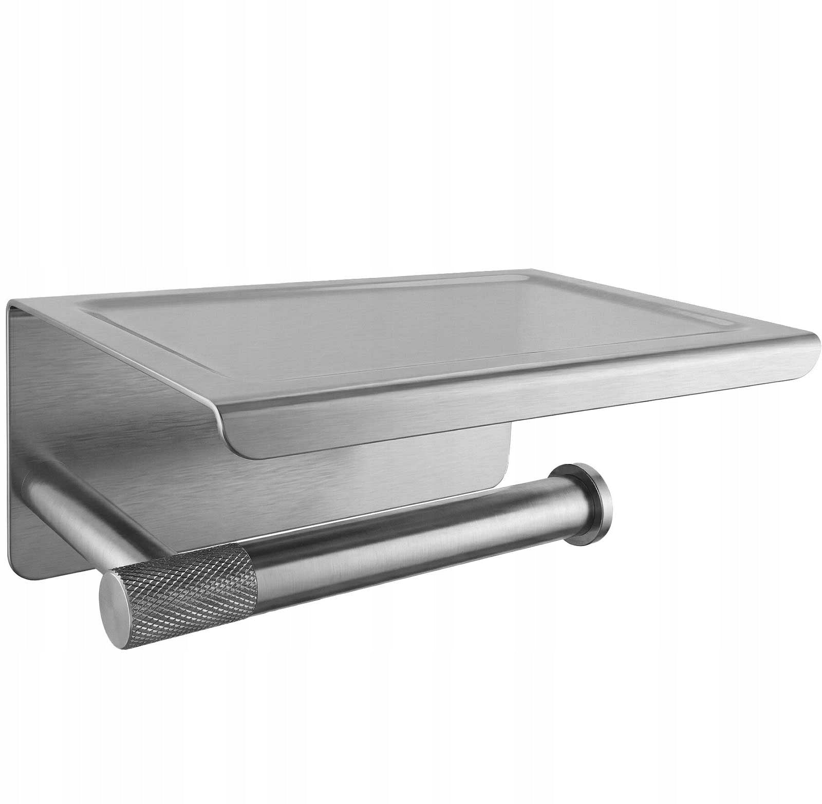 Toilet Paper Holder Silver With Shelf Rea Modern Brushed Steel