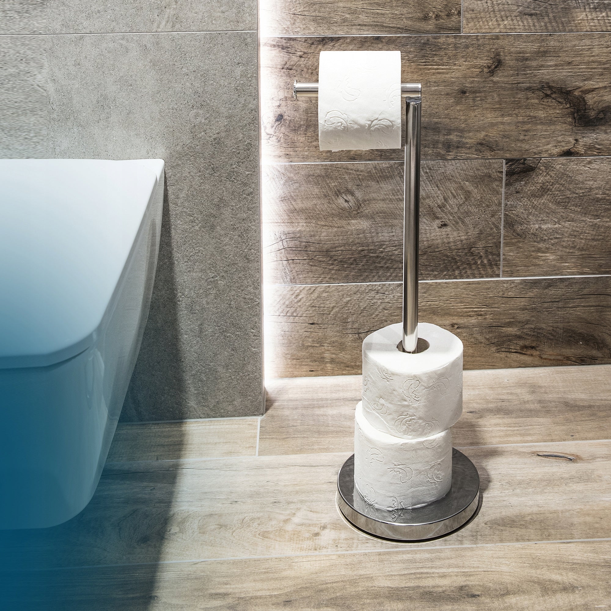 Toilet Paper Stand Bathroom Holder Silver Freestanding Metal AWD Manufacturer code AWD02071615