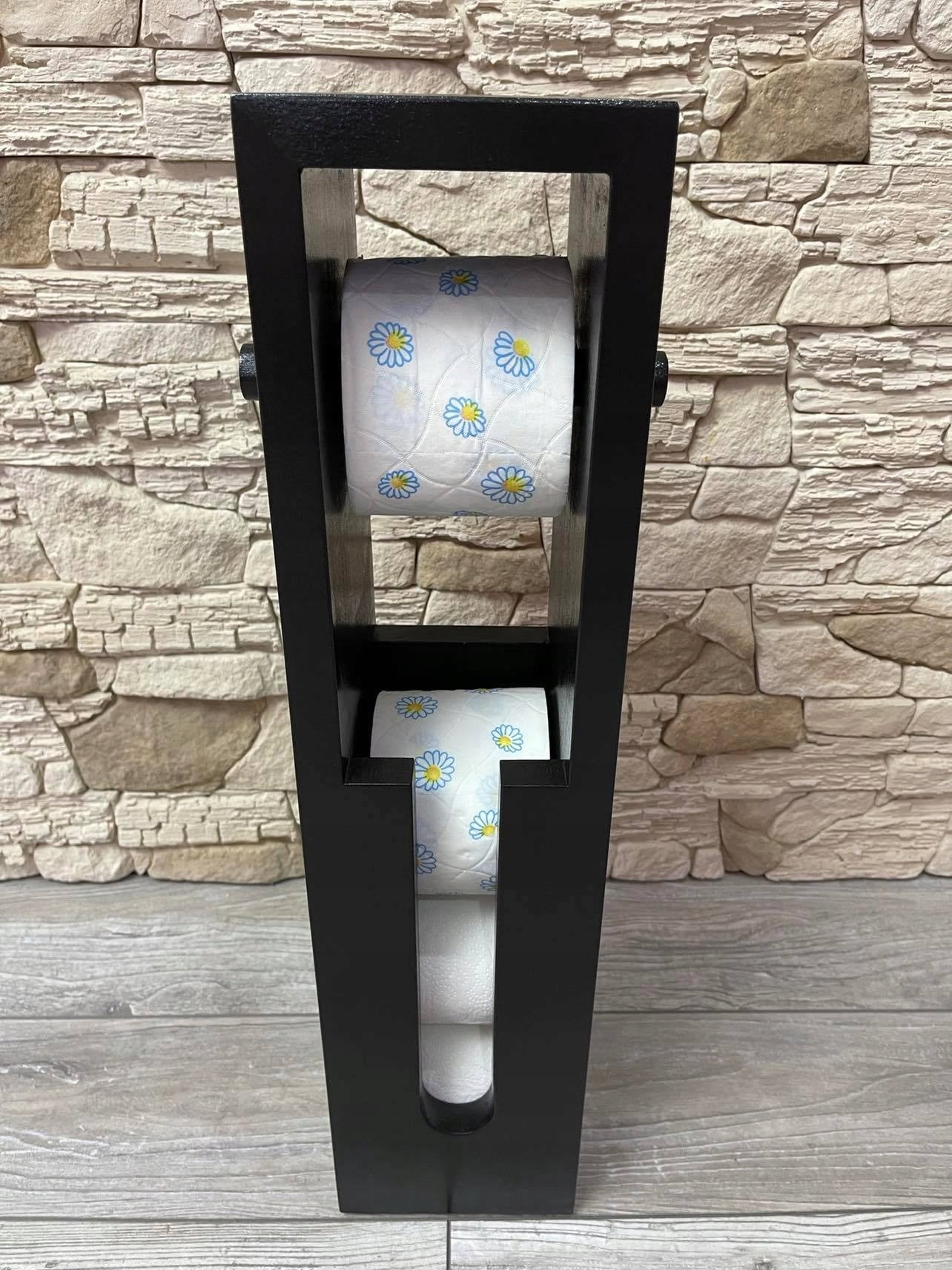 Toilet Paper Stand Holder Wooden Container 2in1 Black Beech Colors Manufacturer code 050