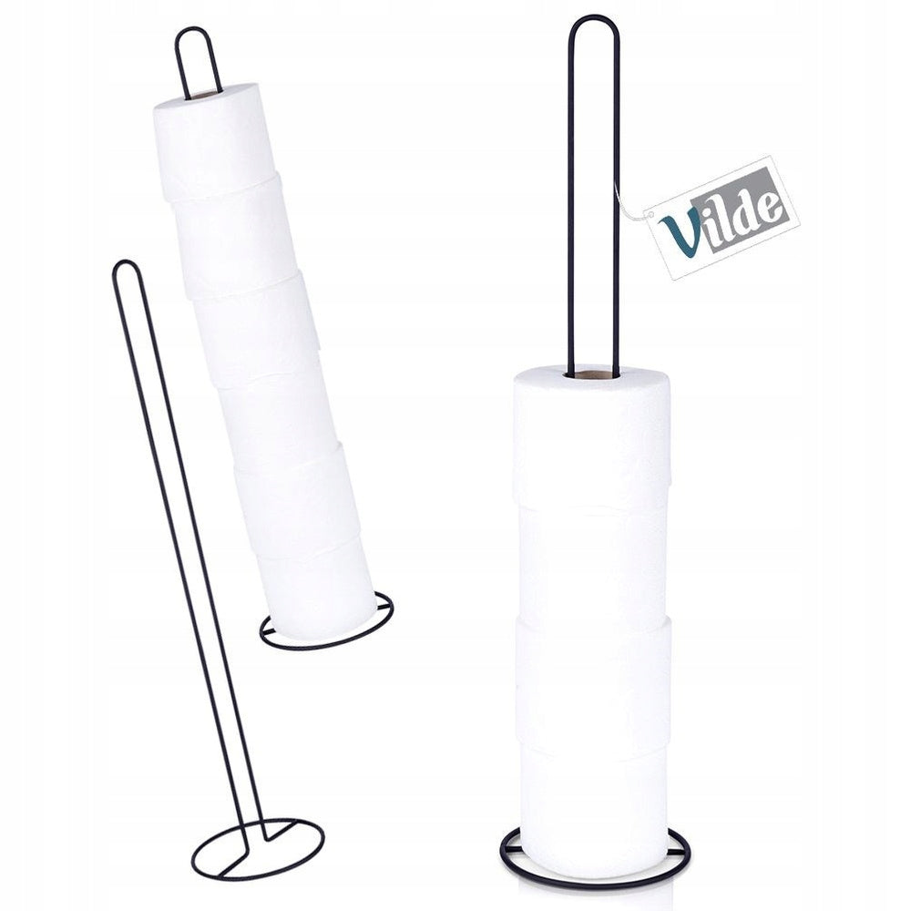 Toilet Paper Stand Rolls Bathroom Paper Metal Black Floor