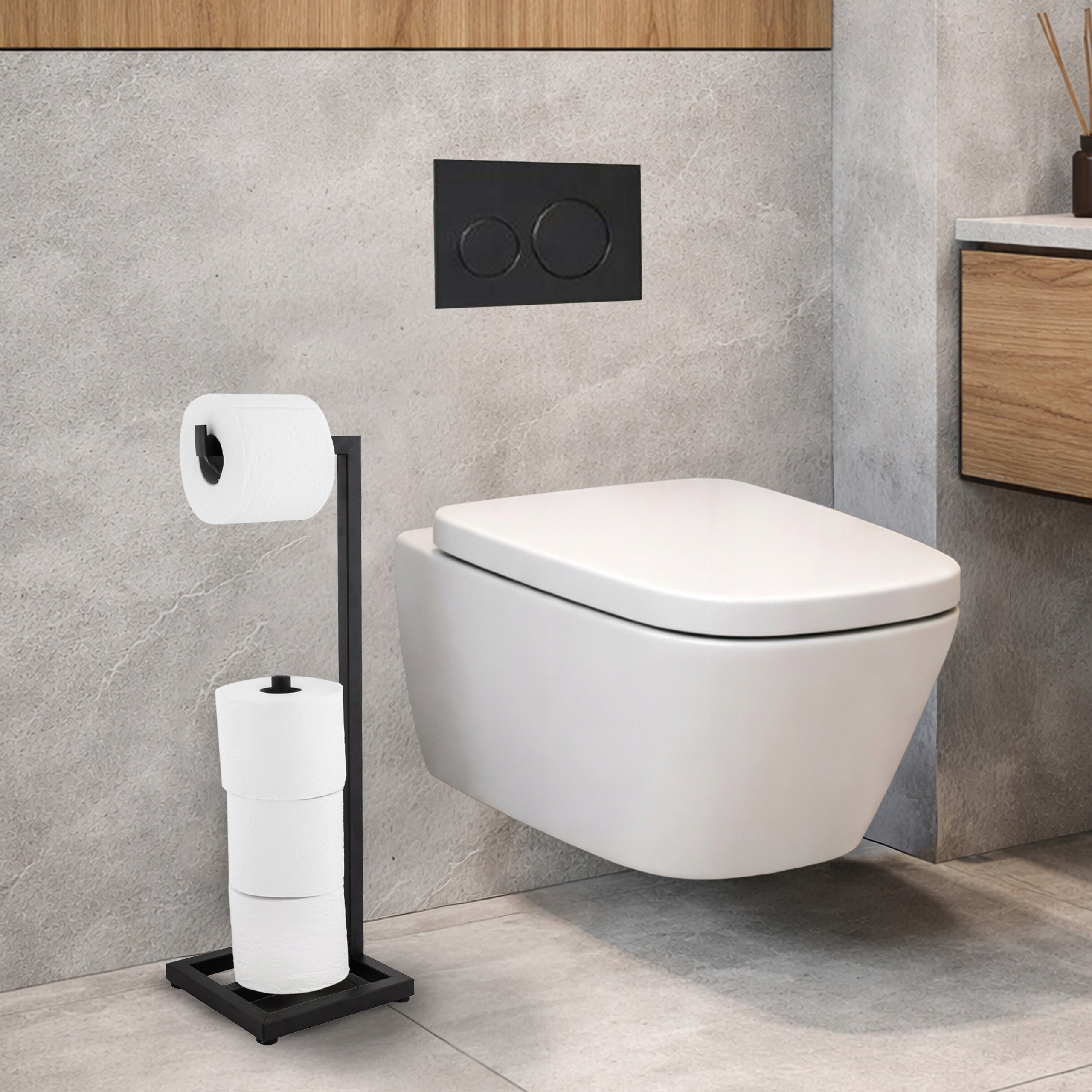Toilet paper holder stand for toilet black loft hanger YOKA Packaging status original