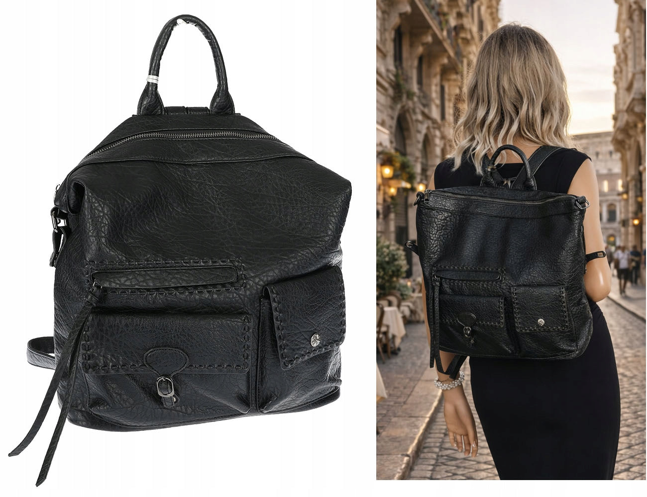 Tommasini Women's Urban Backpack A4 Fashion Women's Bag SP92591 Black