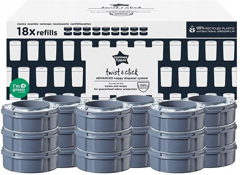 Tommee Tippee Sangenic diaper basket refills 18 pieces