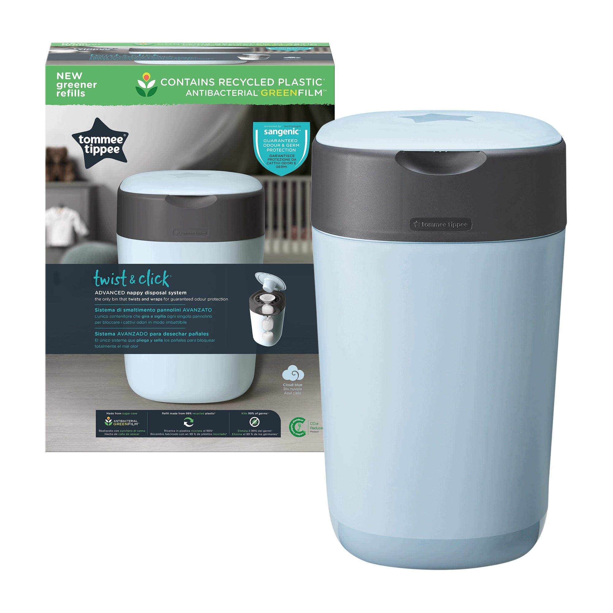 Tommee Tippee Twist & Click Diaper Basket, Blue Brand Tommee Tippee