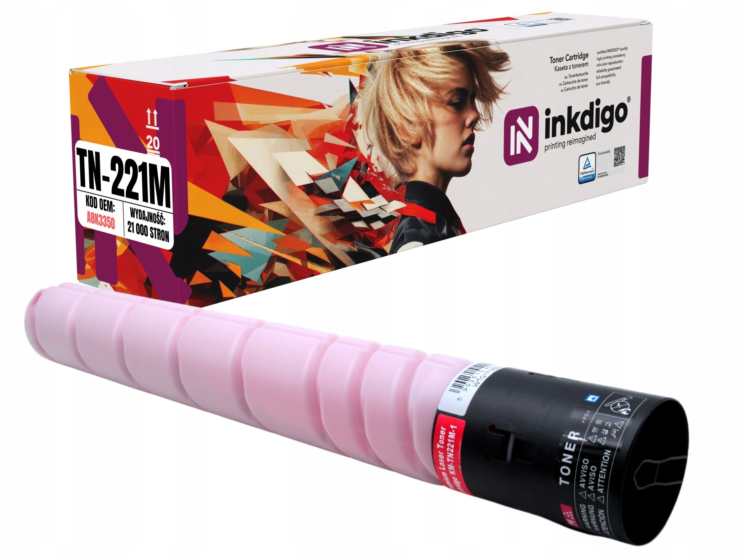 Toner cartridge Inkdigo TN-221M A8K3350 for Konica Minolta Bizhub C227 C287 MAGENTA