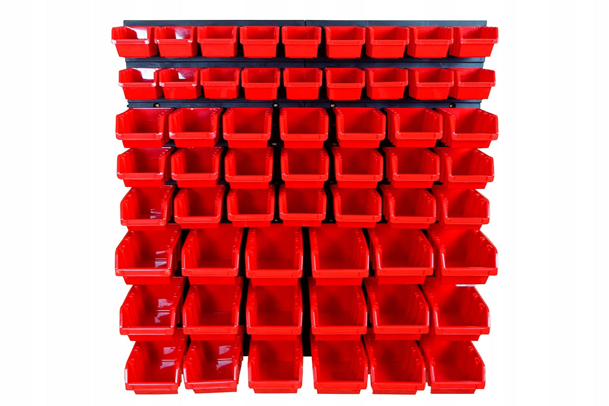 Tool Board + 57x Workshop Cuvettes Storage Container Organizer Color red