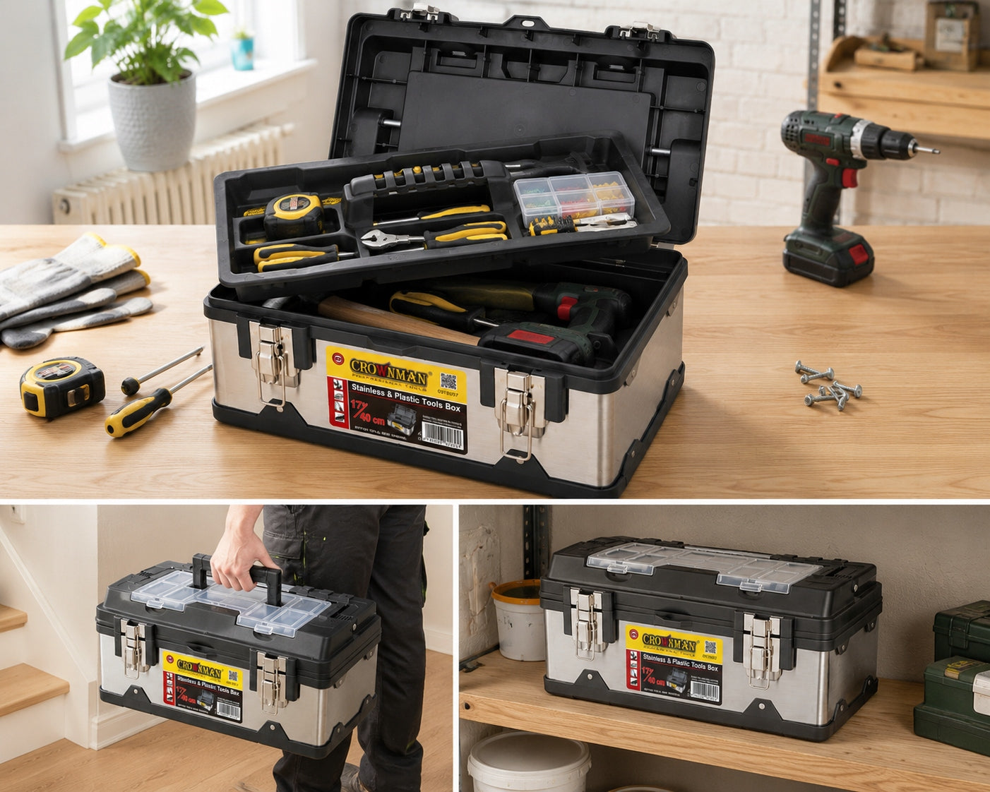 Tool Box Suitcase Steel Box + Organizer Holder + Clasp Packaging status original