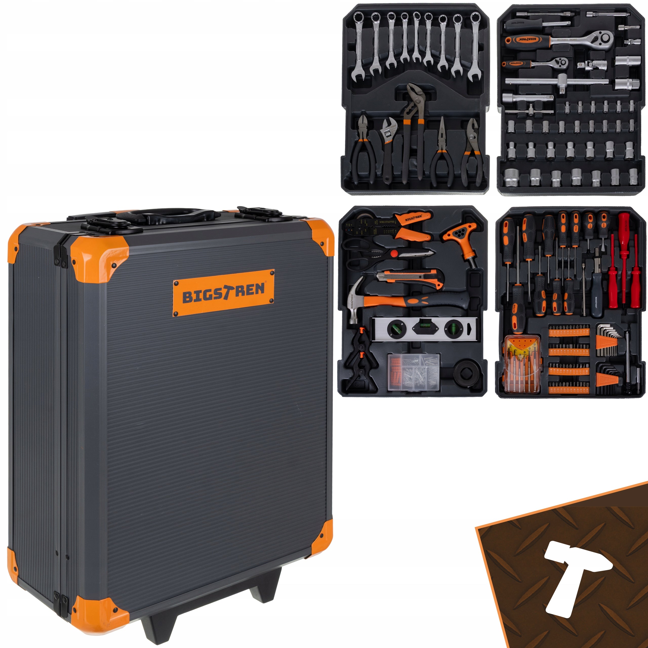 Tool Set 1000 el Tool Case on Wheels Socket Wrenches Bits Manufacturer code Zestaw narzędzi w walizce 1000el. Bigstren