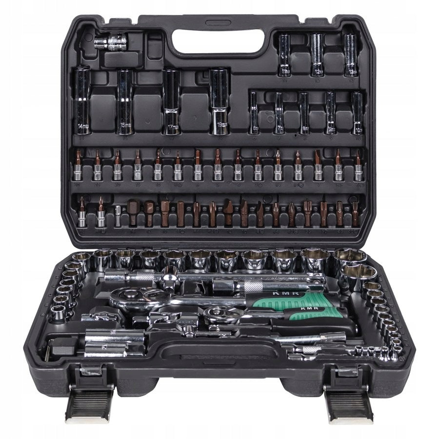 Tool Set 94 Elements Ratchet 1/4" 1/2" Bits Caps