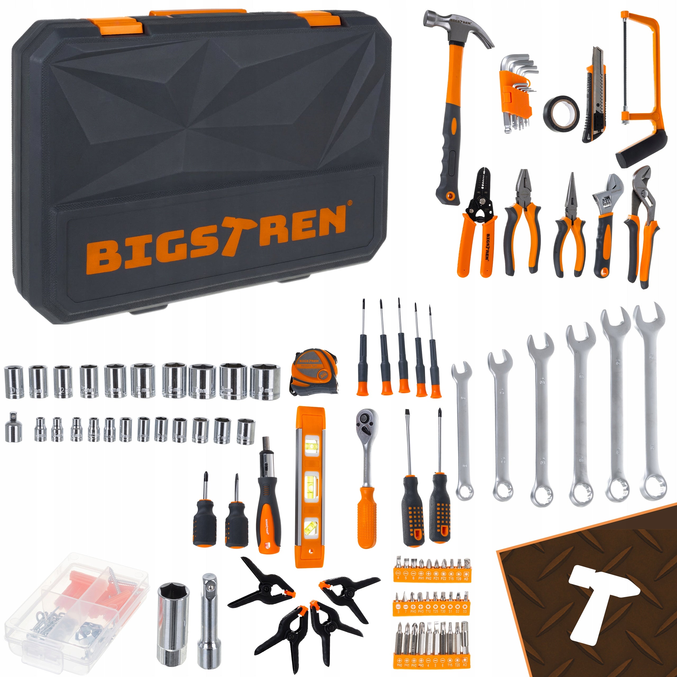 Tool Set Bigstren 168 el. Suitcase Wrenches Bits Sockets 3/8" 1/4" 72T Manufacturer code Zestaw narzędzi w walizce 168el. Bigstren