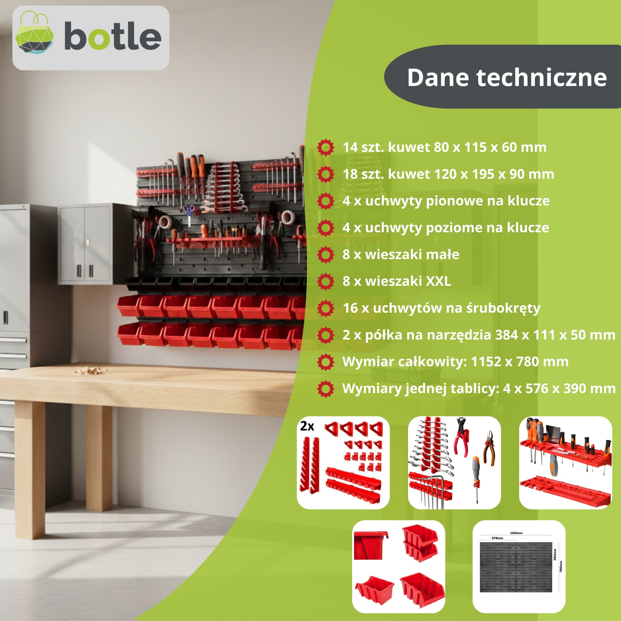 Tool board 115 x 78 cm workshop wall 32 cuvettes garage keys EAN (GTIN) 5903766910222