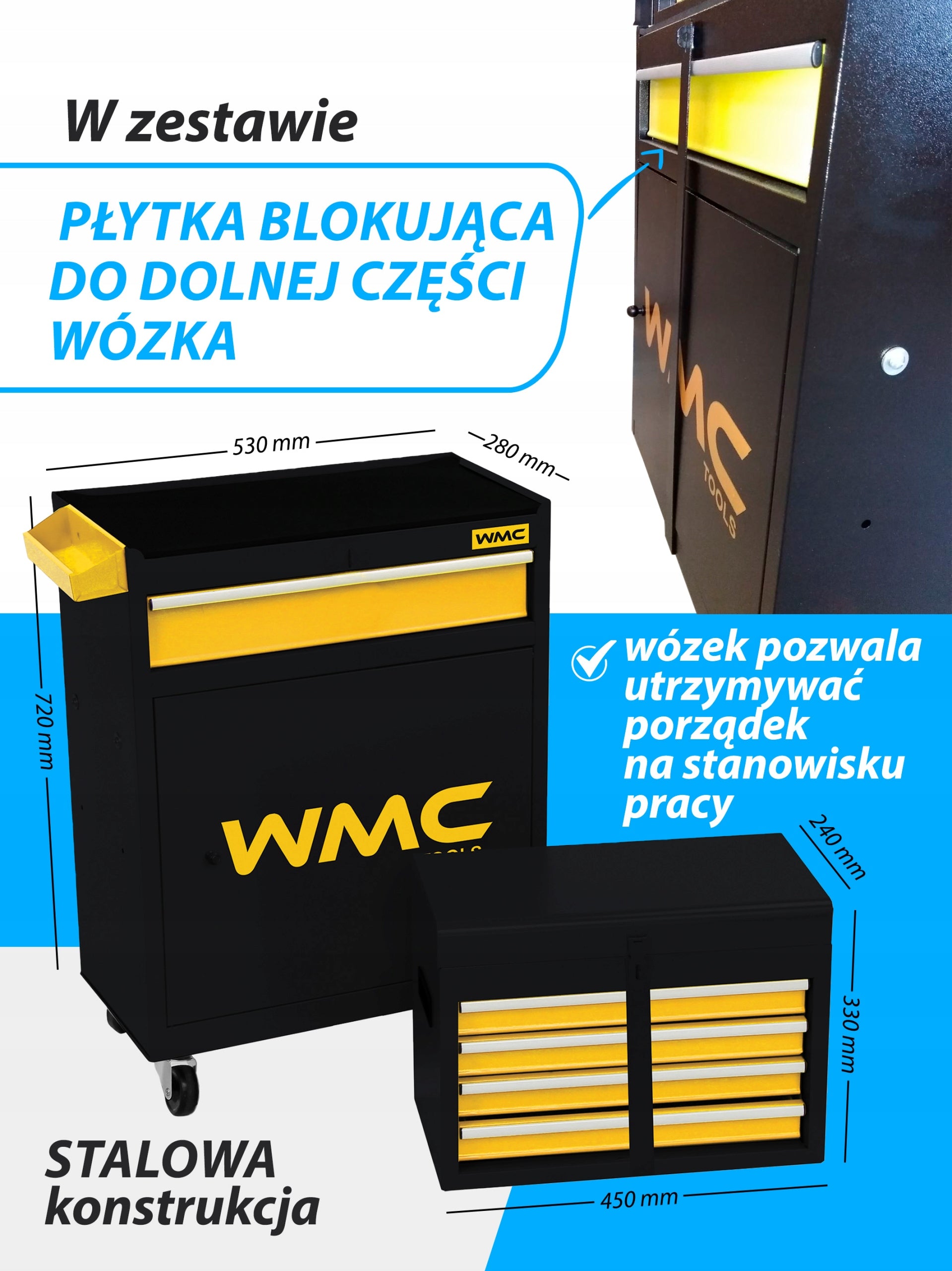 Tool cabinet workshop trolley 253 el 5 drawers with mobile lock WMC Manufacturer code 50599