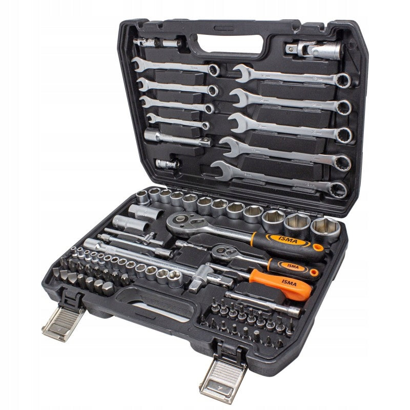 Tool set 1/4 1/2" 4-32 mm 82 el wrenches socket bits ratchet CrV