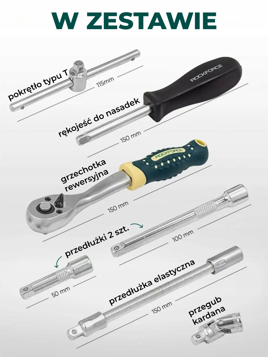 Tool set 1/4" 66el. 6-angle 4-14 mm Ratchet cap bits Rockforce Brand Rockforce