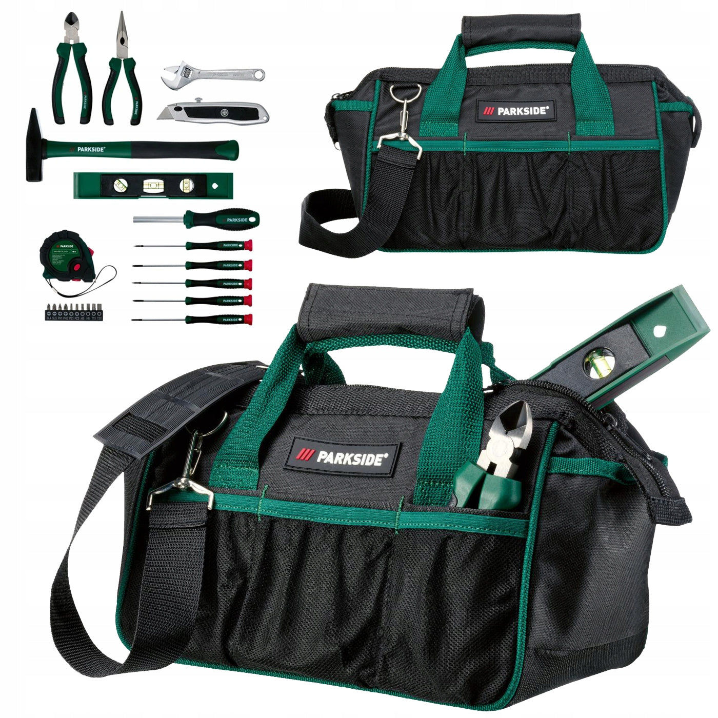 Tool set Parkside 23 elements black and green bag Bits Screwdrivers Manufacturer code HG12622