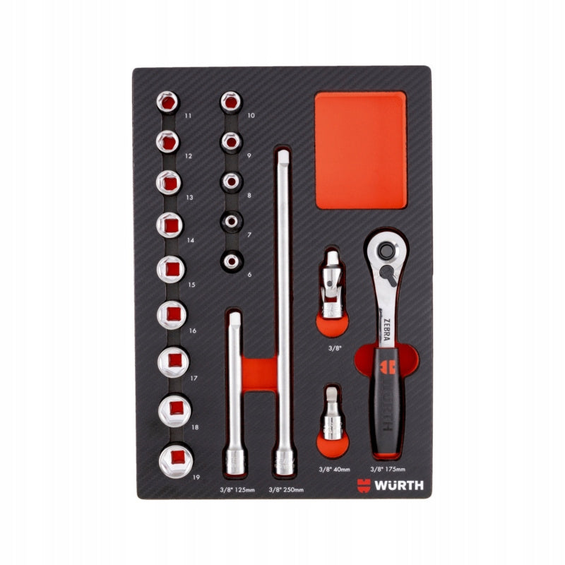 Tool set Würth 19 pcs. foam 4.4.1 3/8 inch