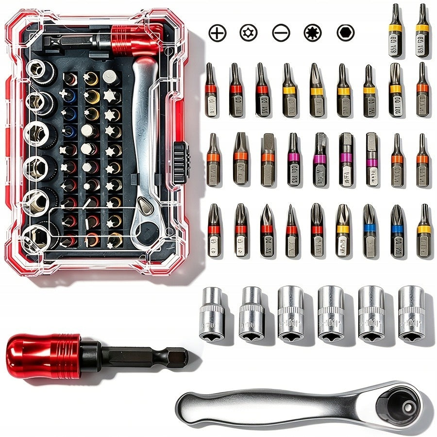 Tool set, ratchet socket bits 1/4" screwdriver bits 38 el. Brand no brand