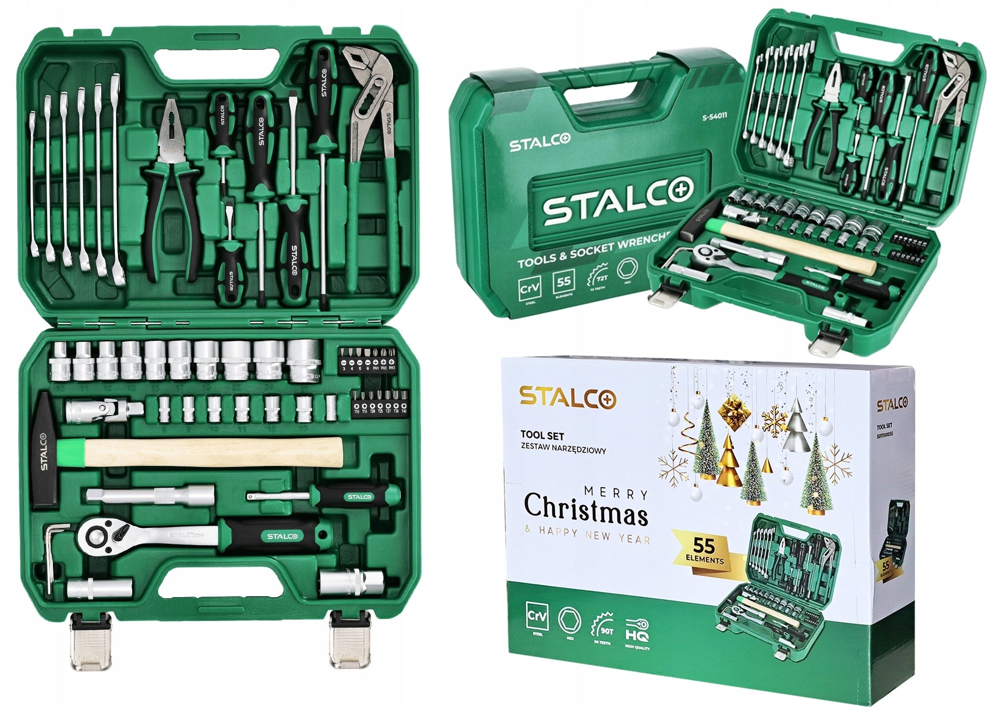 Tool set socket wrenches Stalco 1/2" 1/4" 55 El S011100055