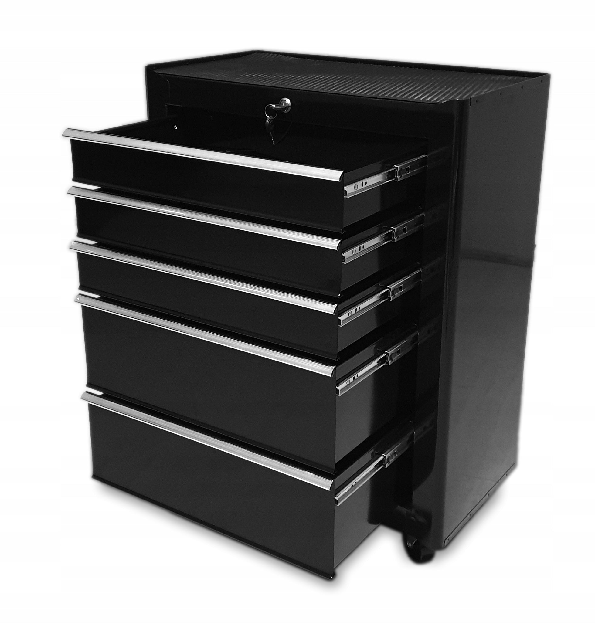 Tool trolley workshop cabinet 5 drawers raised chest of drawers black Number of drawers 5