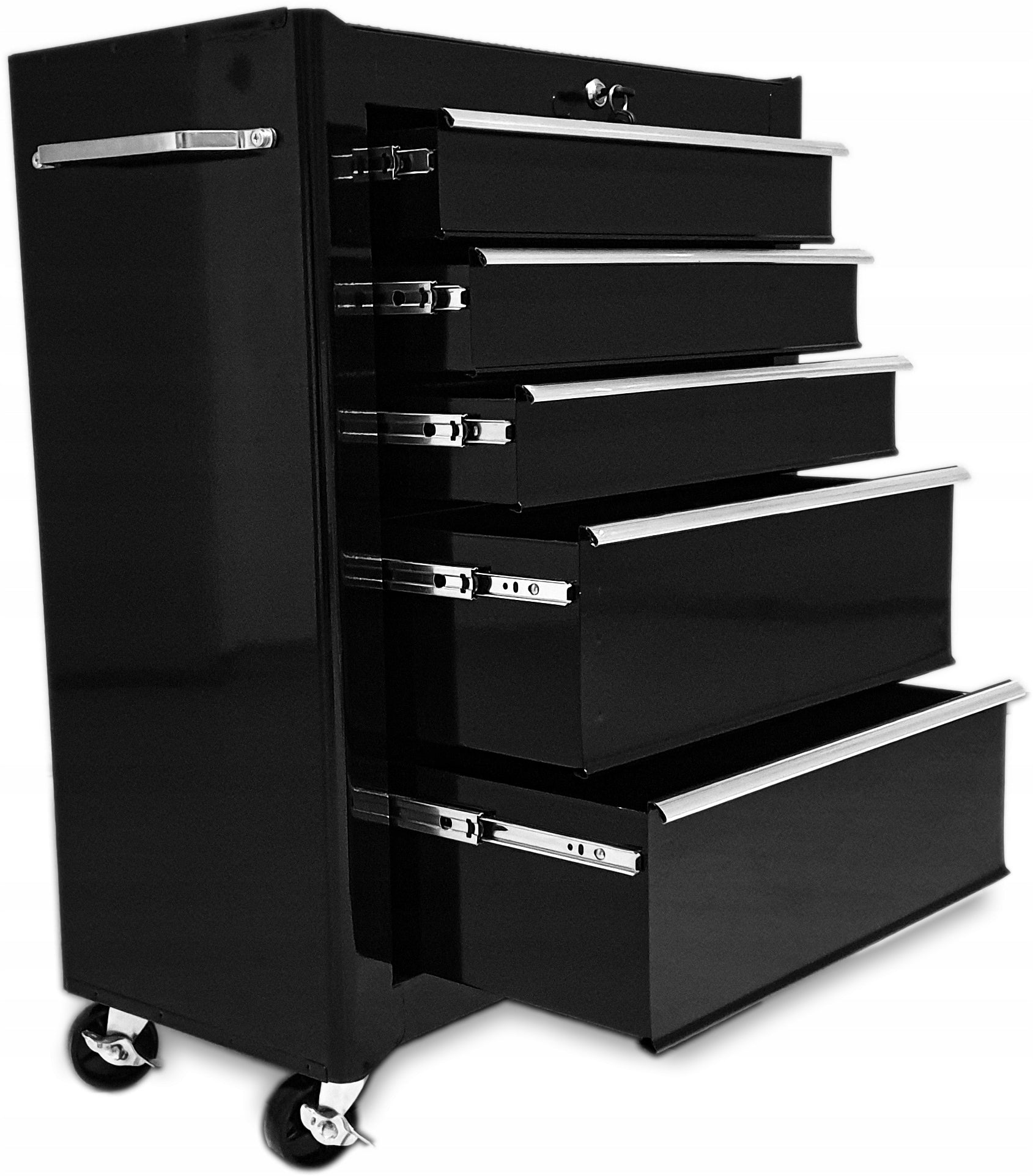 Tool trolley workshop cabinet 5 drawers raised chest of drawers black Product depth 33 cm
