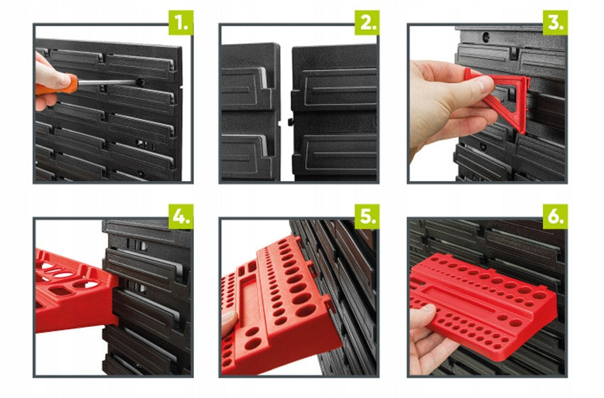 Tool workshop board 78x78 cm garage 82 cuvettes Kind pegboard