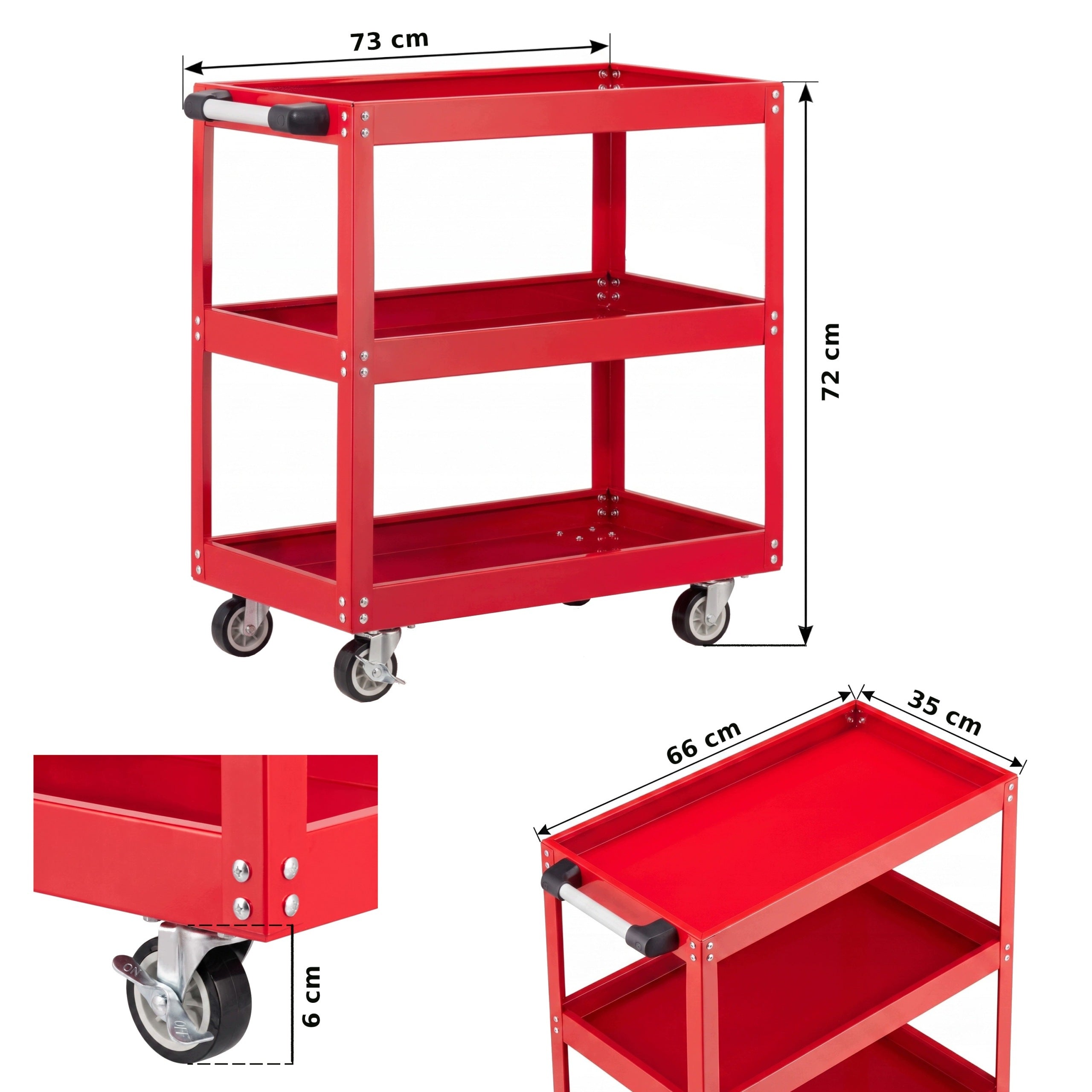 Tool workshop trolley assembly service 3 shelves wheels max 100 kg Brand no brand