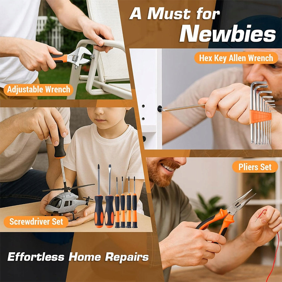Toolbox set, 105-piece super set, including saw, screwdriver, pliers, etc. Product weight with unit packaging 3.5 kg